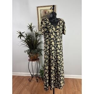 Vintage 90s All That Jazz Summer Dress Size 9/10 Floral Button Front Maxi Preppy